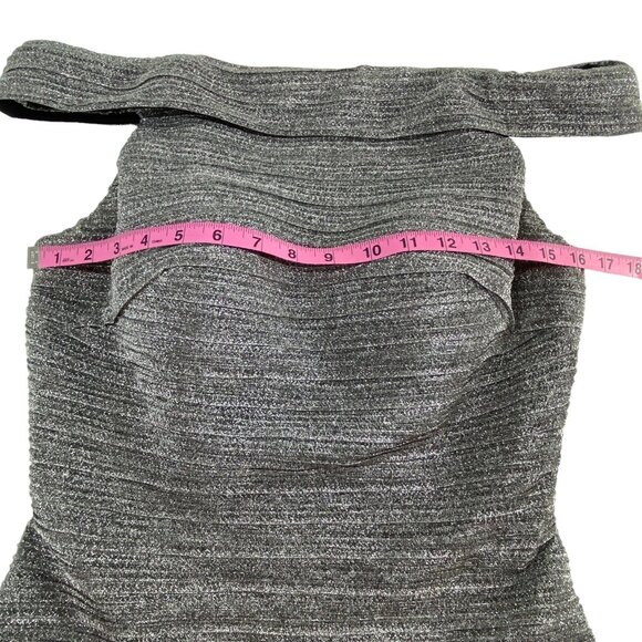 Vtg NINA CANACCI Women Off the Shoulder Mini Dress Sz 10 Silver Cocktail Wedding - Picture 9 of 16